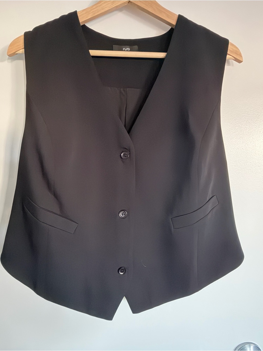 Ruti Women's Black Tailored Vest - Sleek Button-Front Waistcoat